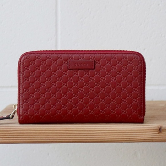 Gucci Handbags - SOLD! NEW GUCCI Guccissima Red Zip Around Wallet